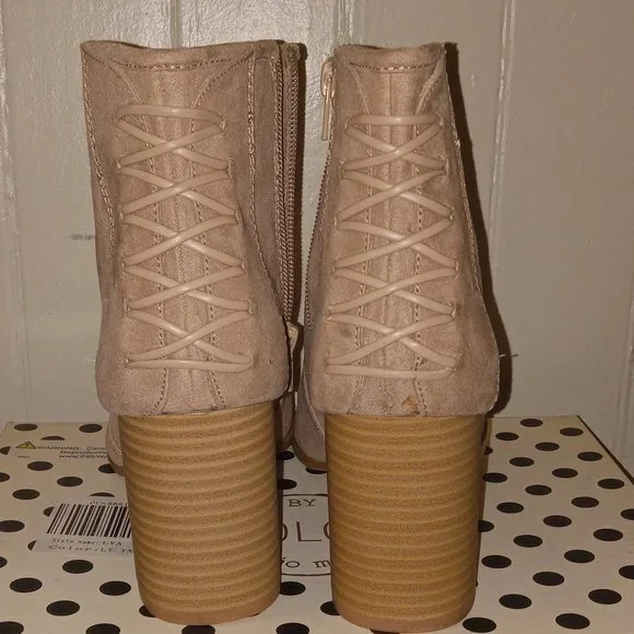 Faux suede Taupe open toe booties - Picture 2 of 5